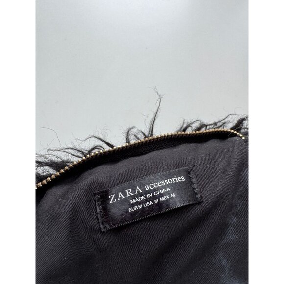 ZARA Black Faux Mongolian Fur Convertible Evening Purse Bag - Picture 12 of 16